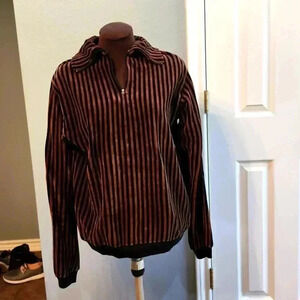 Vintage Suedura Original by Enro long sleeved velour 1/4 zip shirt. Size L